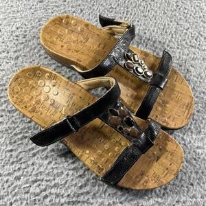 Vionic Viviana Black Patent Jeweled Sandals Womens 8 Orthotic Comfort 342VIVIANA